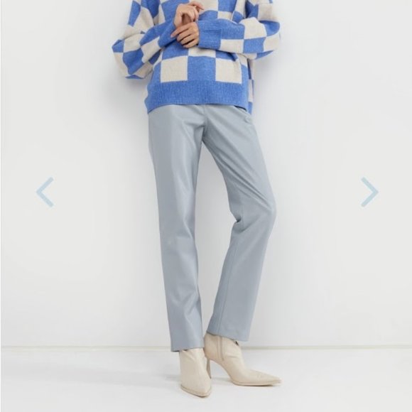 NWOT OAK & FORT- Straight Fit Vegan Leather Pant - Picture 1 of 8